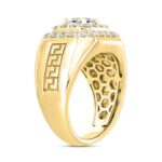 MEN'S RING 2 1/2CT ROUND/PRINCESS DIAMOND 10K YELLOW GOLD (CENTER STONE PRINCESS DIAMOND 1CT ) - Image 3
