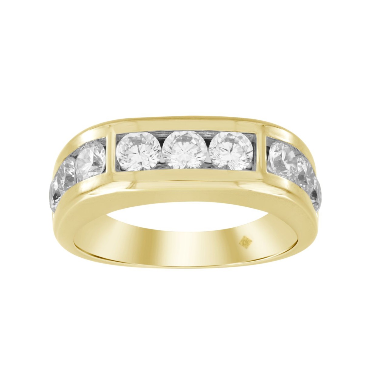 MEN'S RING 2CT ROUND DIAMOND 14K YELLOW GOLD - Image 1