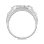 MEN'S RING 3CT ROUND/PRINCESS DIAMOND 14K WHITE GOLD - Image 2