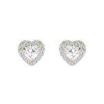 14K YELLOW GOLD1 3/8CT ROUND / HEART DIAMOND LADIES EARRINGS (CENTER STONE HEART DIAMOND 1CT )