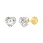 14K YELLOW GOLD1 3/8CT ROUND / HEART DIAMOND LADIES EARRINGS (CENTER STONE HEART DIAMOND 1CT ) - Image 3