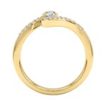 14K Yellow Gold 3/8Ct Round & Pear Diamond Fashion Ring For Women Pear Shape Center Stone 1/4Ct (Color F-G -Clarity Vs1/Vs2) - Image 3