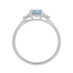 18K White Gold 1 1/3Ct Round & Princess Cut Diamond Fashion Ring 3.00Ct Radiant Blue Center Stone (Color F-G -Clarity Vs1/ - Image 2