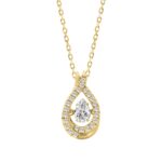 3/4Ct Round & Pear Diamond Teardrop Pendant In 10K Yellow Gold With Chain  Elegant Diamond Pendant For Women (Color F-G -Clarity Vs1/Vs2)