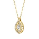 3/4Ct Round & Pear Diamond Teardrop Pendant In 10K Yellow Gold With Chain  Elegant Diamond Pendant For Women (Color F-G -Clarity Vs1/Vs2) - Image 3