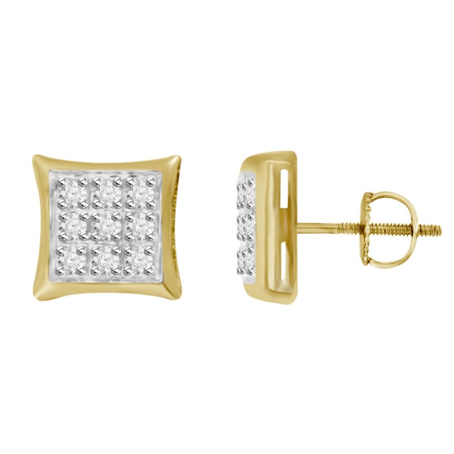 MEN'S YUVA KITE EARRINGS 0.05CT ROUND DIAMOND 10K YELLOW GOLD - Image 1