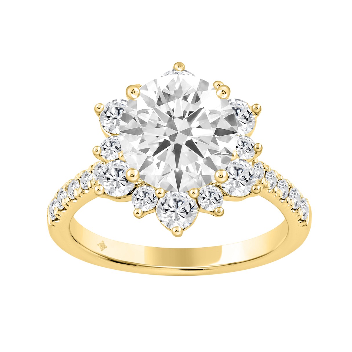 14K YELLOW GOLD 3.00CT ROUND DIAMOND LADIES RING (CENTER STONE ROUND DIAMOND 2CT) - Image 1