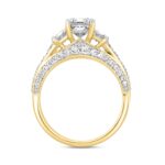 LADIES RING 3CT ROUND/EMERALD/TRAPEZOID DIAMOND 14K YELLOW GOLD (CENTER STONE EMERALD DIAMOND 2CT ) - Image 2