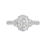LADIES RING 3CT ROUND/OVAL/HALF MOON DIAMOND 14K WHITE GOLD (CENTER STONE OVAL DIAMOND 2CT ) - Image 5