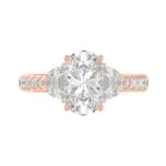 14K ROSE GOLD 3.00CT ROUND/OVAL/HALF MOON DIAMOND LADIES RING (CENTER STONE OVAL DIAMOND 2CT) - Image 3