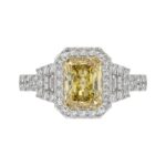 14K WHITE GOLD 2 3/4CT ROUND/BAGUETTE/RADIANT DIAMOND LADIES RING (CENTER STONE YELLOW RADIANT DIAMOND 2CT) - Image 5