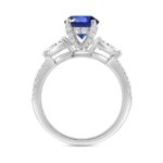 14K WHITE GOLD 3.00CT ROUND/PEAR/OVAL DIAMOND LADIES RING (CENTER STONE BLUE OVAL DIAMOND 2CT) - Image 2