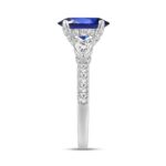 14K WHITE GOLD 3.00CT ROUND/PEAR/OVAL DIAMOND LADIES RING (CENTER STONE BLUE OVAL DIAMOND 2CT) - Image 3