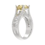 14K WHITE GOLD 4 1/2CT ROUND/PRINCESS/CUSHION DIAMOND LADIES RING (CENTER STONE YELLOW CUSHION DIAMOND 3.00CT) - Image 3