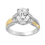 10K WHITE/YELLOW GOLD 4.00CT ROUND/OVAL/HALF MOON DIAMOND LADIES RING (CENTER STONE OVAL DIAMOND 3CT)