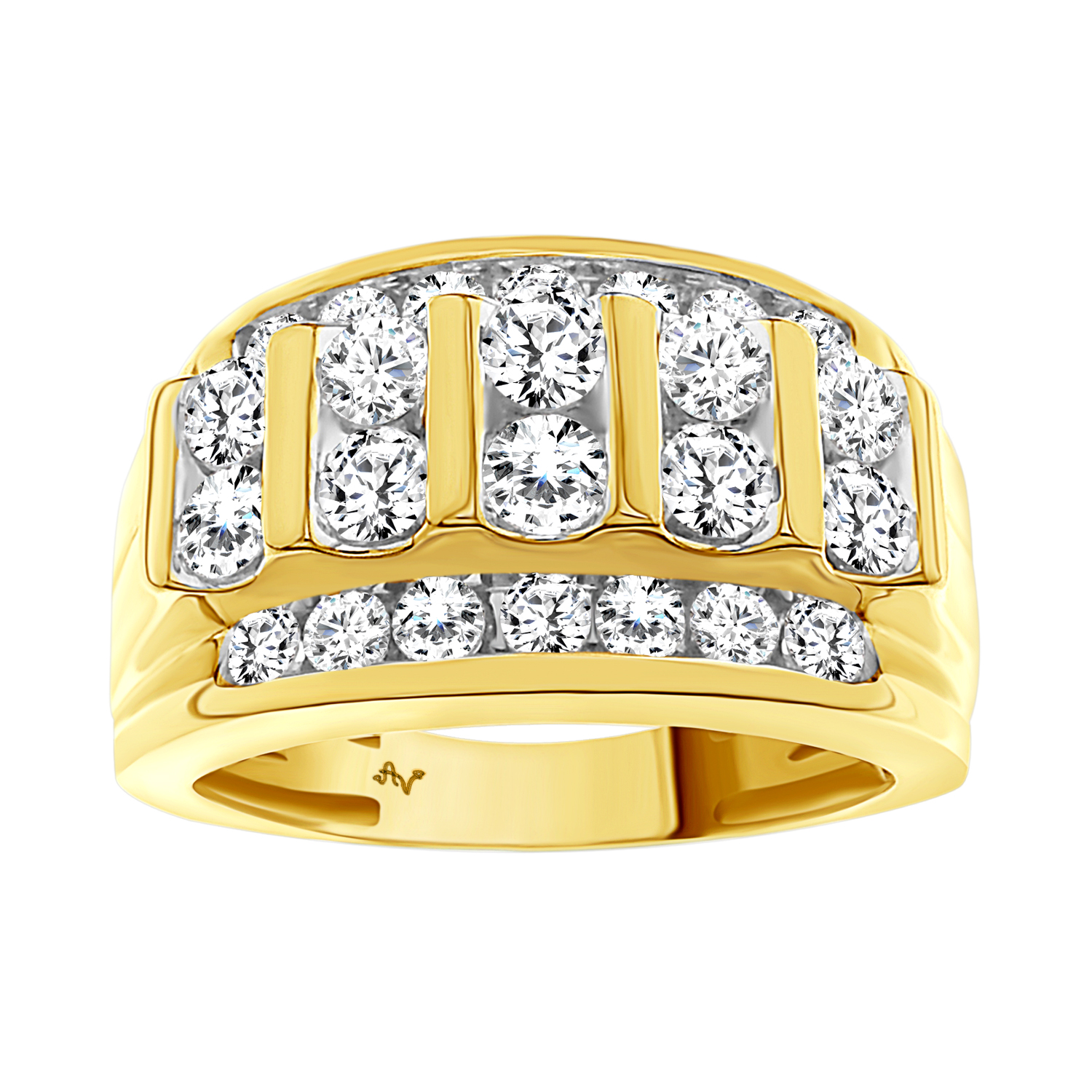MEN'S RING 3.00CT ROUND DIAMOND 10K YELLOW GOLD - Image 1