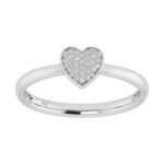 Sterling Silver White Heart Cluster Diamond Promise Ring 0.10CT Round Diamonds For Girls & Women