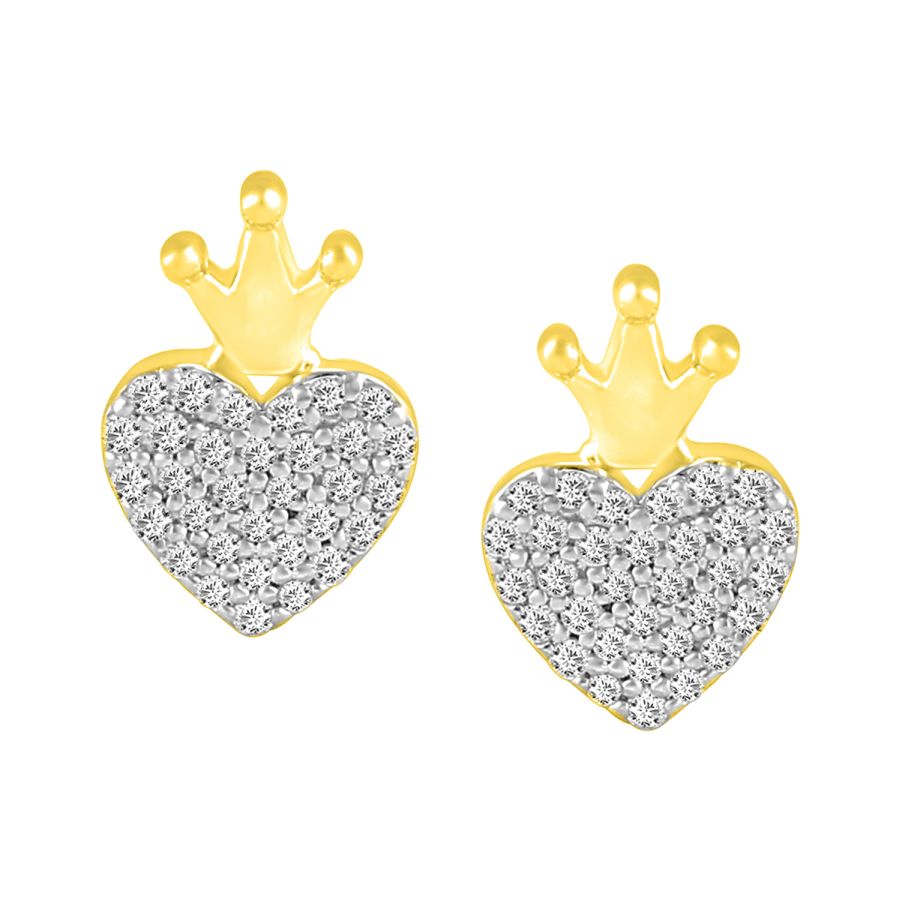 LADIES EARRINGS 0.15CT ROUND DIAMOND 10K YELLOW GOLD - Image 1