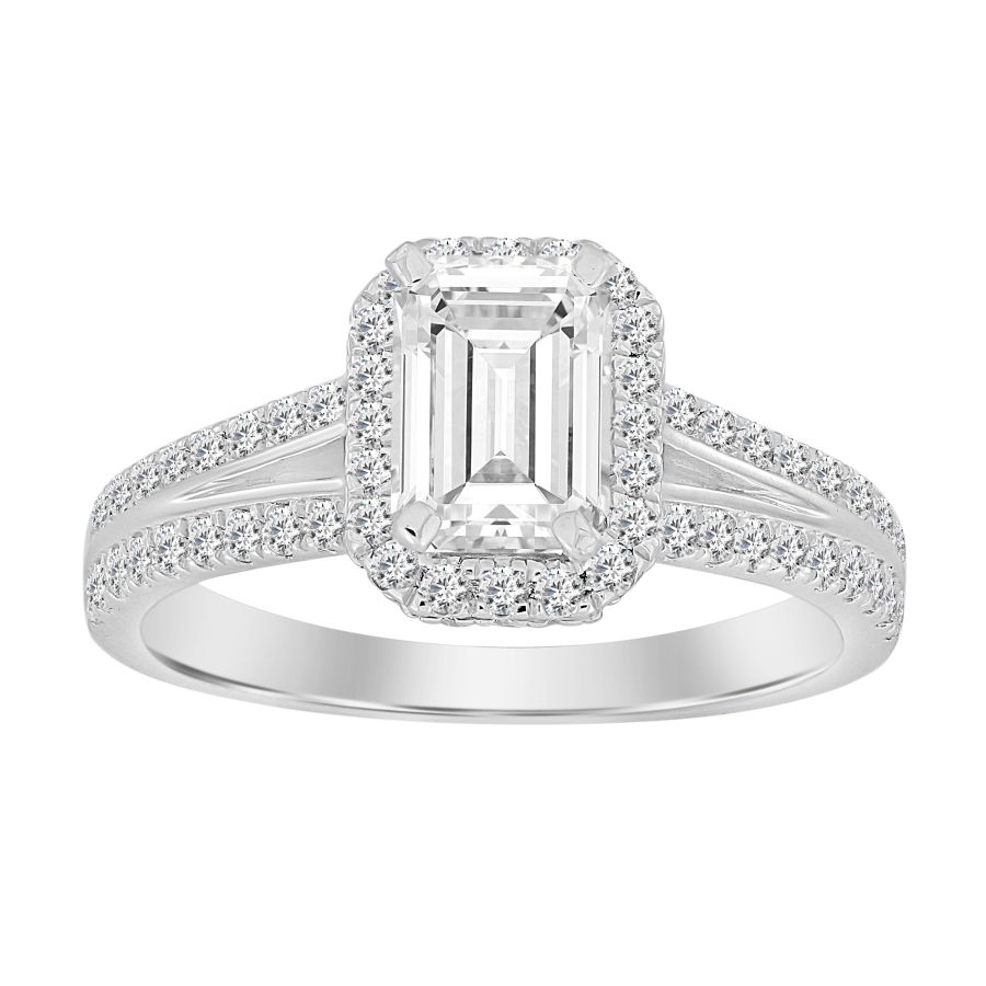 LADIES RING SEMI MOUNT 0.50CT ROUND DIAMOND 14K WHITE GOLD - Image 1