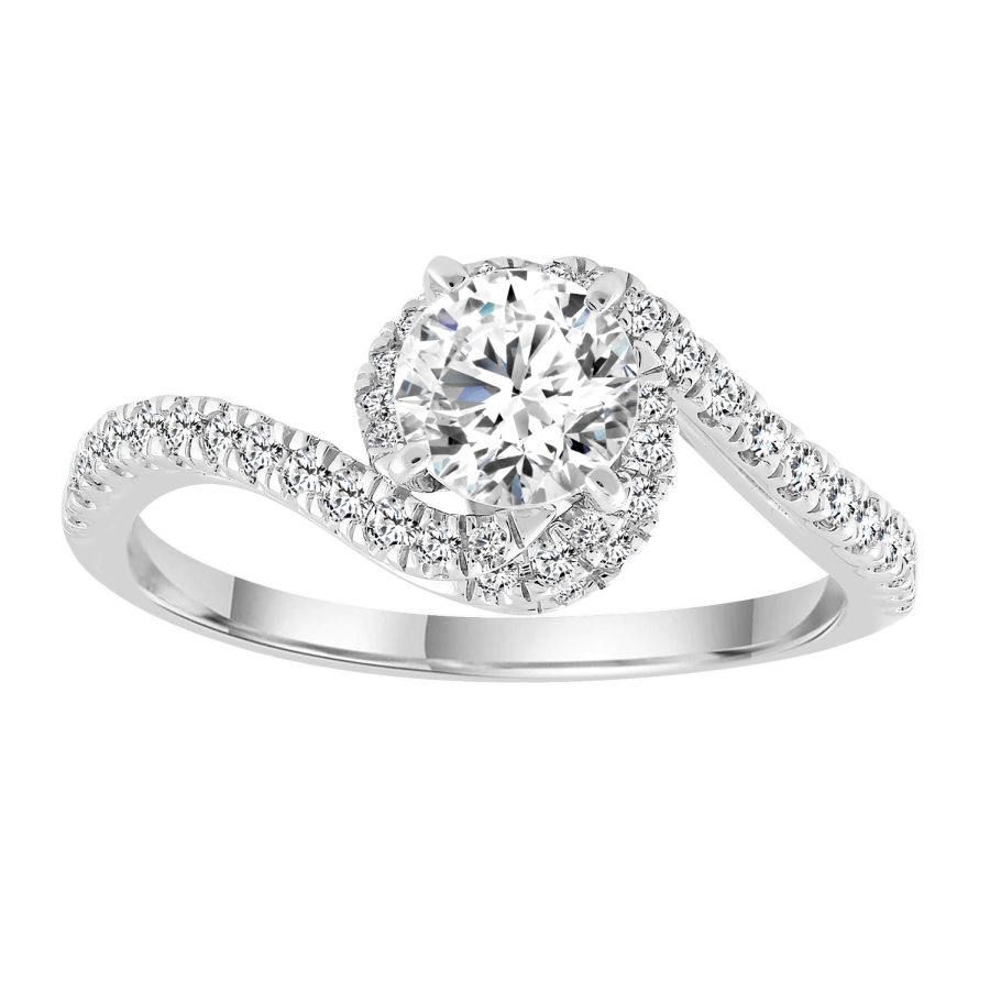 LADIES ENGAGEMENT RING SEMI MOUNT 0.33CT ROUND DIAMOND 14K WHITE GOLD (CENTER STONE 1.00CT ROUND DIAMOND) - Image 1