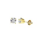 Elegant 14K Yellow Gold Diamond Solitaire Earrings 0.15CT Round Diamond Jewelry For Women