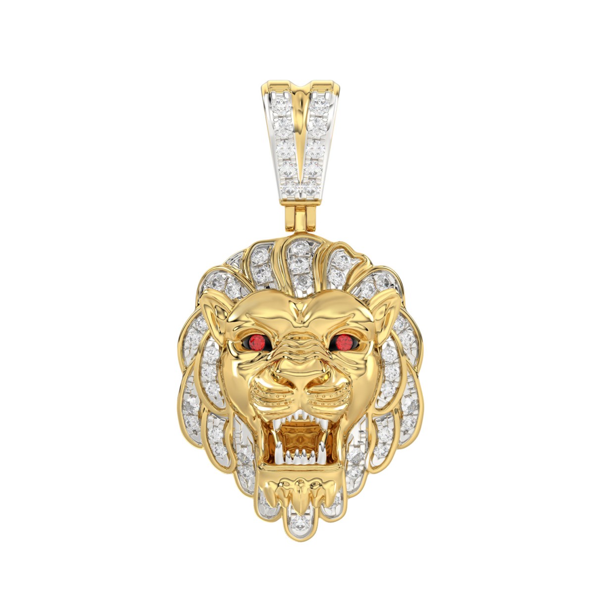 10K YELLOW GOLD 1/2CT ROUND/RUBY DIAMOND MEN'S CHARM PENDANT - Image 1