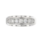 14K WHITE GOLD 1.00CT ROUND DIAMOND MEN'S BAND - Image 5