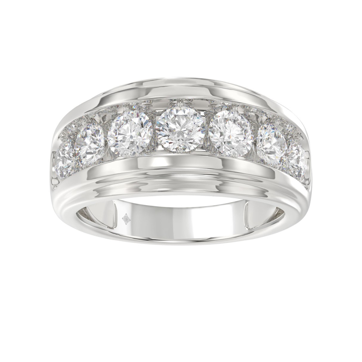 14K WHITE GOLD 3.00CT ROUND DIAMOND MEN'S BAND - Image 1