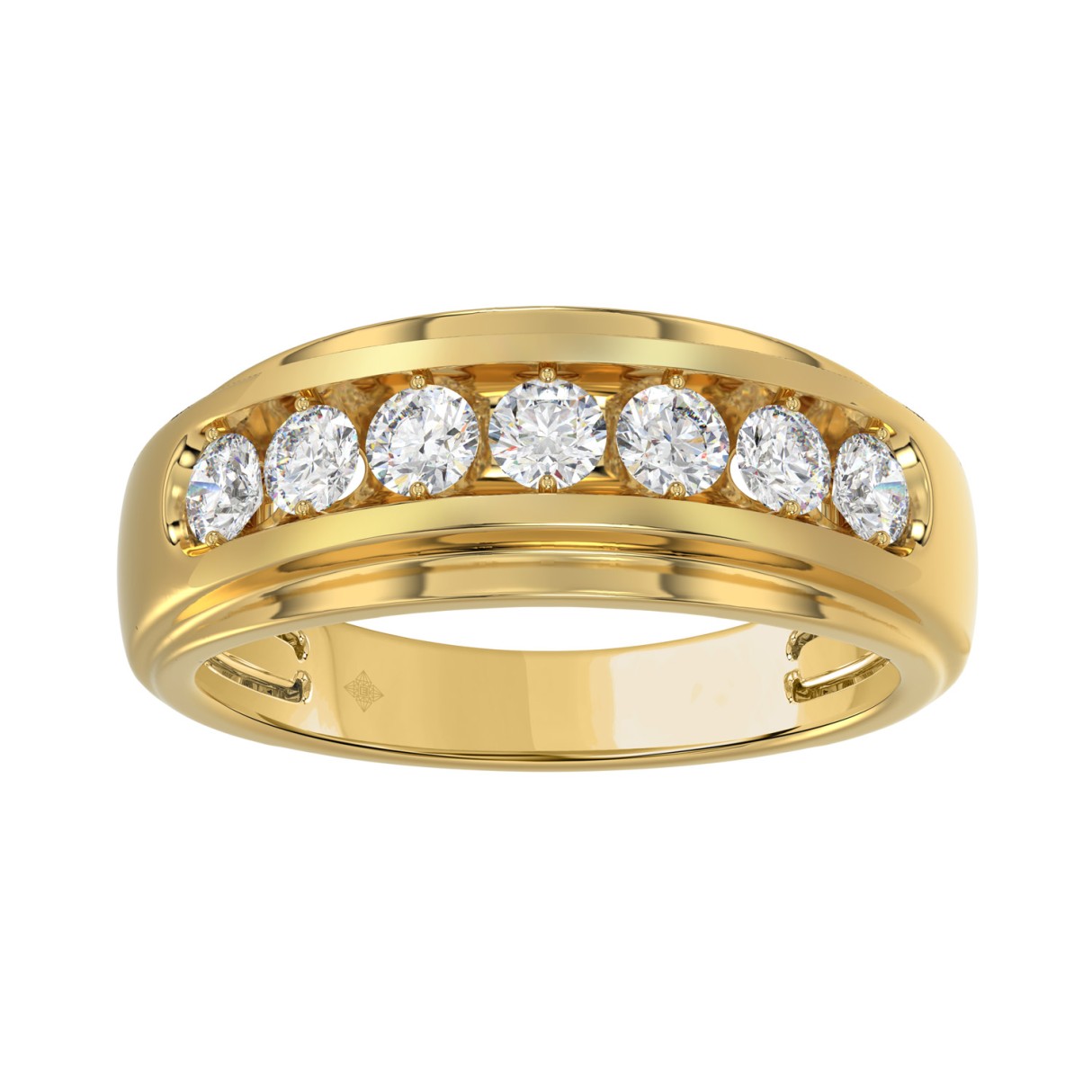 14K YELLOW GOLD 1.00CT ROUND DIAMOND MEN'S BAND - Image 1
