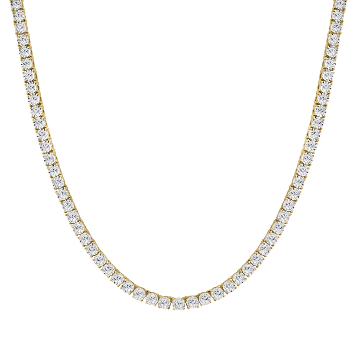 14K YELLOW GOLD 12.00CT ROUND DIAMOND MEN'S NECKLACE - Image 1