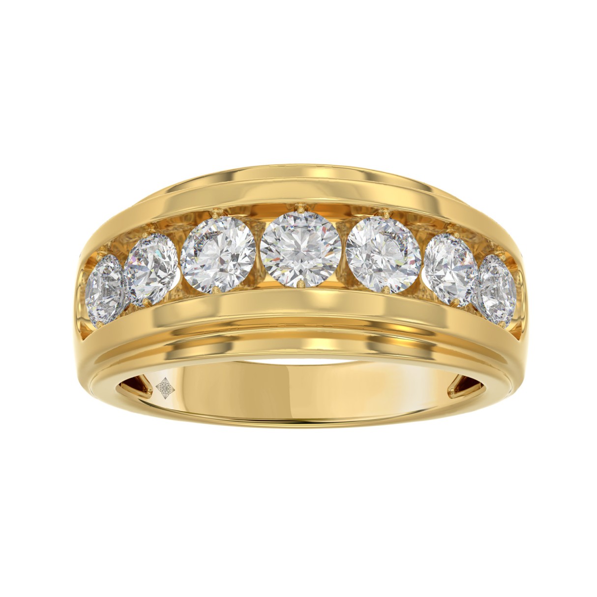 14K YELLOW GOLD 2.00CT ROUND DIAMOND MEN'S BAND - Image 1