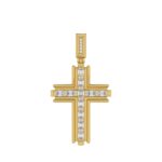 14K YELLOW GOLD 2.00CT ROUND/EMERALD DIAMOND MEN'S CHARM