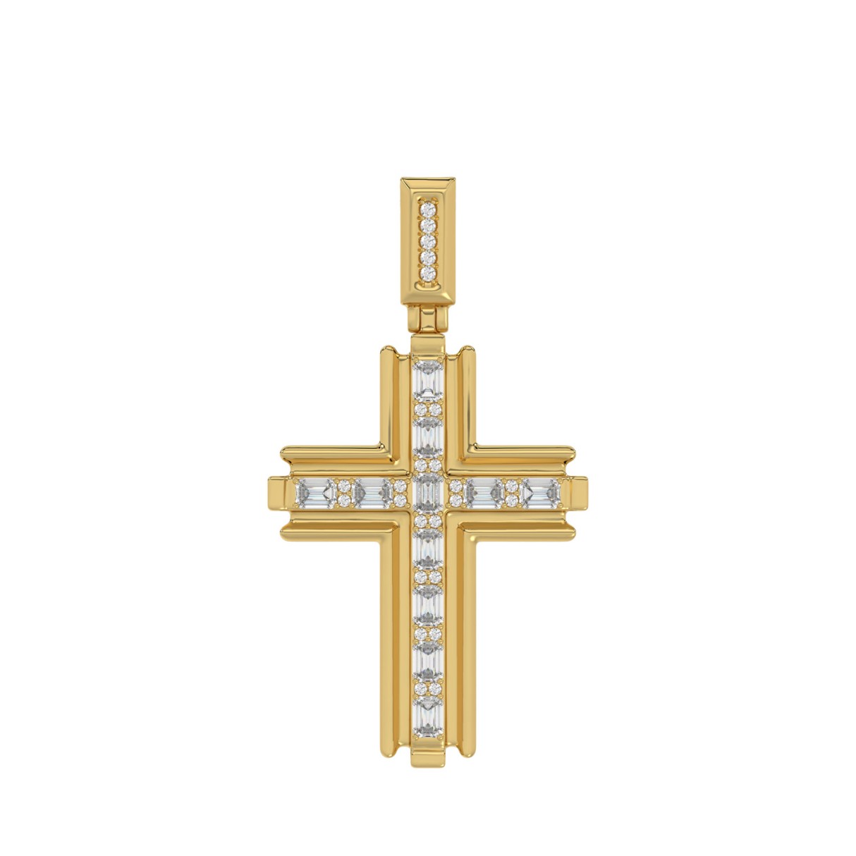 14K YELLOW GOLD 2.00CT ROUND/EMERALD DIAMOND MEN'S CHARM - Image 1