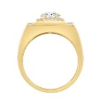 14K YELLOW GOLD 2.00CT ROUND/EMERALD DIAMOND MEN'S RING (CENTER STONE ROUND DIAMOND 1CT) - Image 2