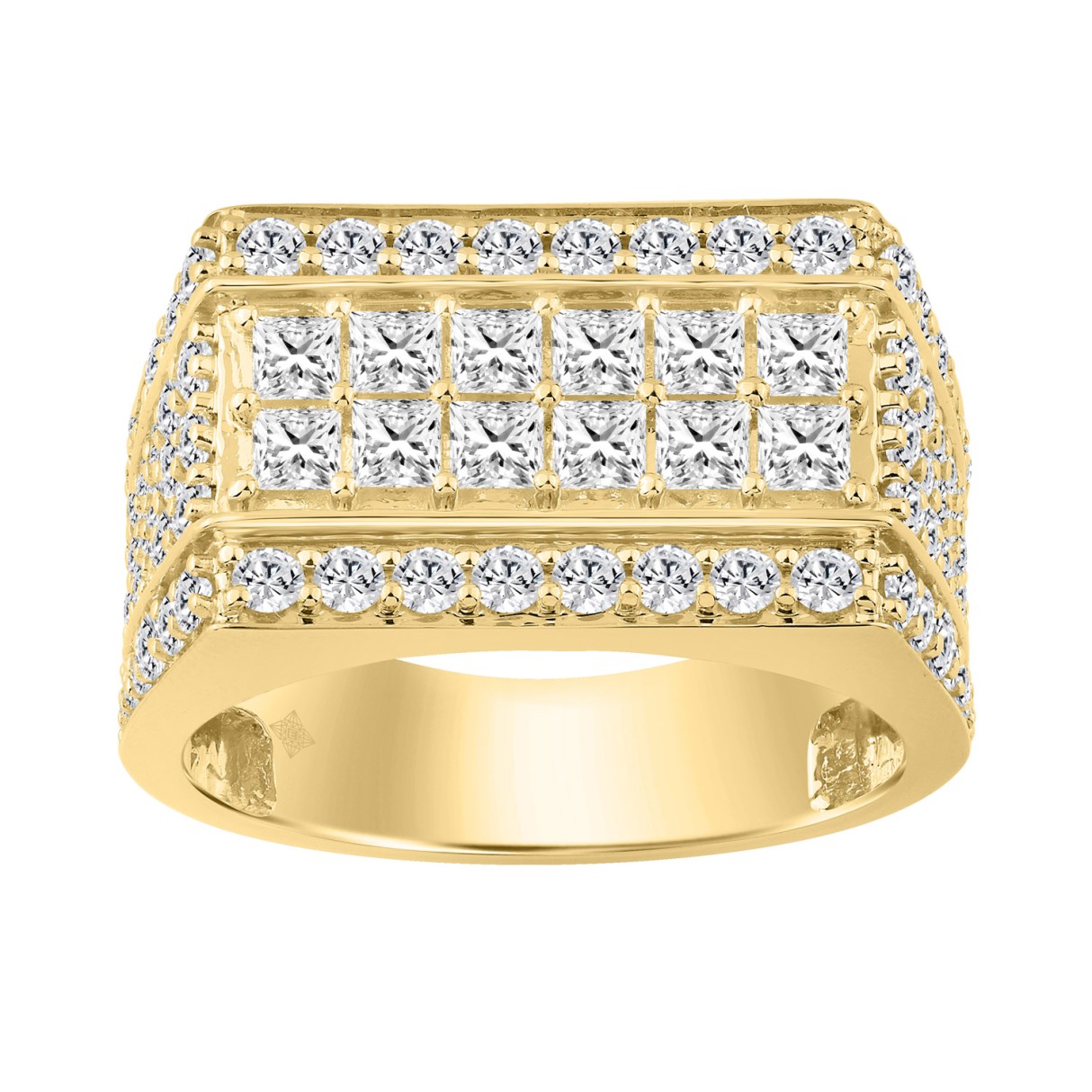14K YELLOW GOLD 3.00CT ROUND/PRINCESS DIAMOND MEN'S RING - Image 1