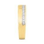 14K YELLOW GOLD 3/4CT ROUND/PRINCESS DIAMOND MEN'S BAND (CENTER STONE PRINCESS DIAMOND 1/2CT ) - Image 3