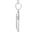 MEN'S CHARM PENDANT 1 1/4CT ROUND DIAMOND 14K WHITE GOLD - Image 3