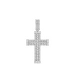 MEN'S CHARM PENDANT 3CT ROUND/EMERALD DIAMOND 14K WHITE GOLD