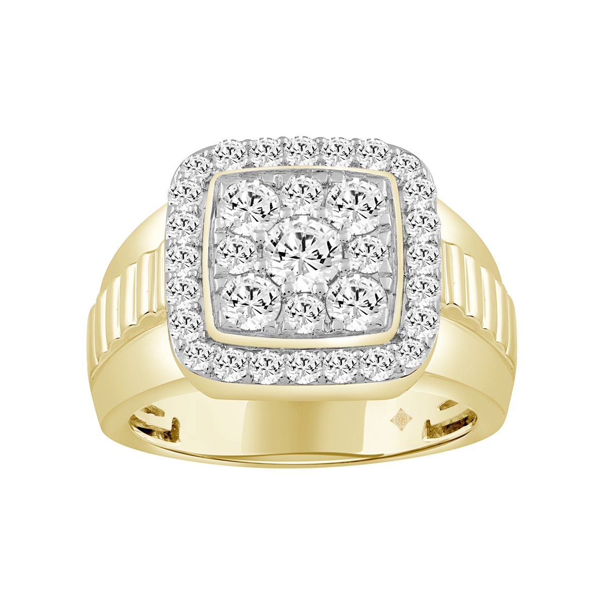 MEN'S RING 1 3/4CT ROUND DIAMOND 10K YELLOW GOLD - Image 1