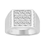 MEN'S RING 1 3/4CT ROUND DIAMOND 14K WHITE GOLD