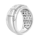 MEN'S RING 2 1/2CT PRINCESS DIAMOND 14K WHITE GOLD - Image 3