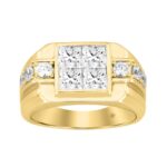 MEN'S RING 2 3/4CT ROUND/PRINCESS DIAMOND 14K YELLOW GOLD