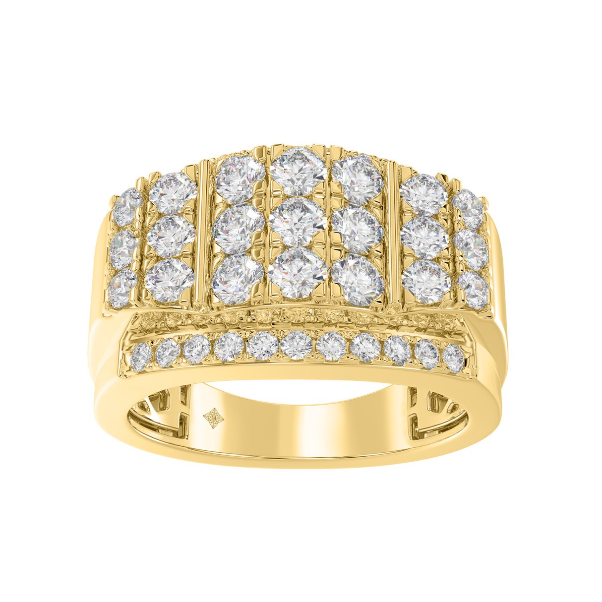 MEN'S RING 2.00CT ROUND DIAMOND 14K YELLOW GOLD - Image 1