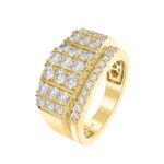 MEN'S RING 2.00CT ROUND DIAMOND 14K YELLOW GOLD - Image 2