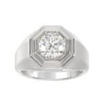 MEN'S RING 2CT ROUND DIAMOND 14K WHITE GOLD (CENTER STONE ROUND DIAMOND 2CT )
