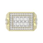 MEN'S RING 2CT ROUND/EMERALD DIAMOND 14K YELLOW GOLD - Image 5