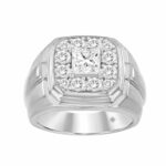 MEN'S RING 2CT ROUND/PRINCESS DIAMOND 14K WHITE GOLD (CENTER STONE PRINCESS DIAMOND 1CT )