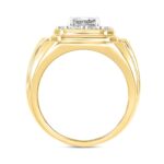 MEN'S RING 2CT ROUND/PRINCESS DIAMOND 14K YELLOW GOLD (CENTER STONE PRINCESS DIAMOND 1CT ) - Image 2