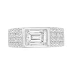 MEN'S RING 3CT EMERALD/ROUND DIAMOND 14K WHITE GOLD (CENTER STONE EMERALD DIAMOND 2CT ) - Image 4