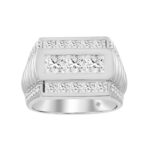 MEN'S RING 3CT ROUND/PRINCESS DIAMOND 14K WHITE GOLD